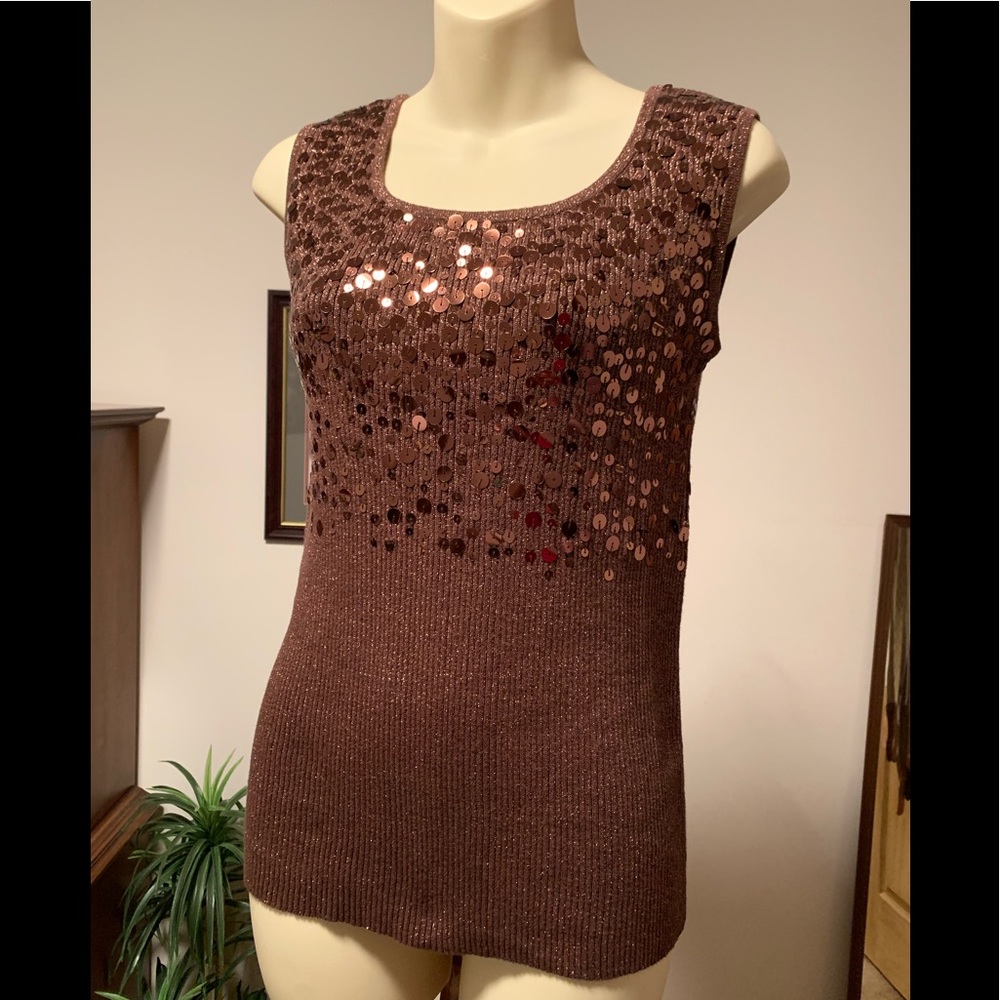Lauren Michelle sparkly metallic brown top